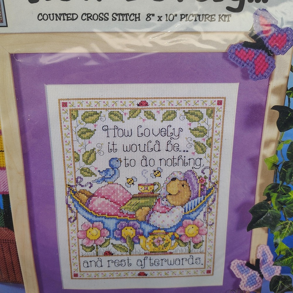 Design Works Crafts Inc Counted Cross Stitch Kit Bear Garden 8x10 Floral Cottage